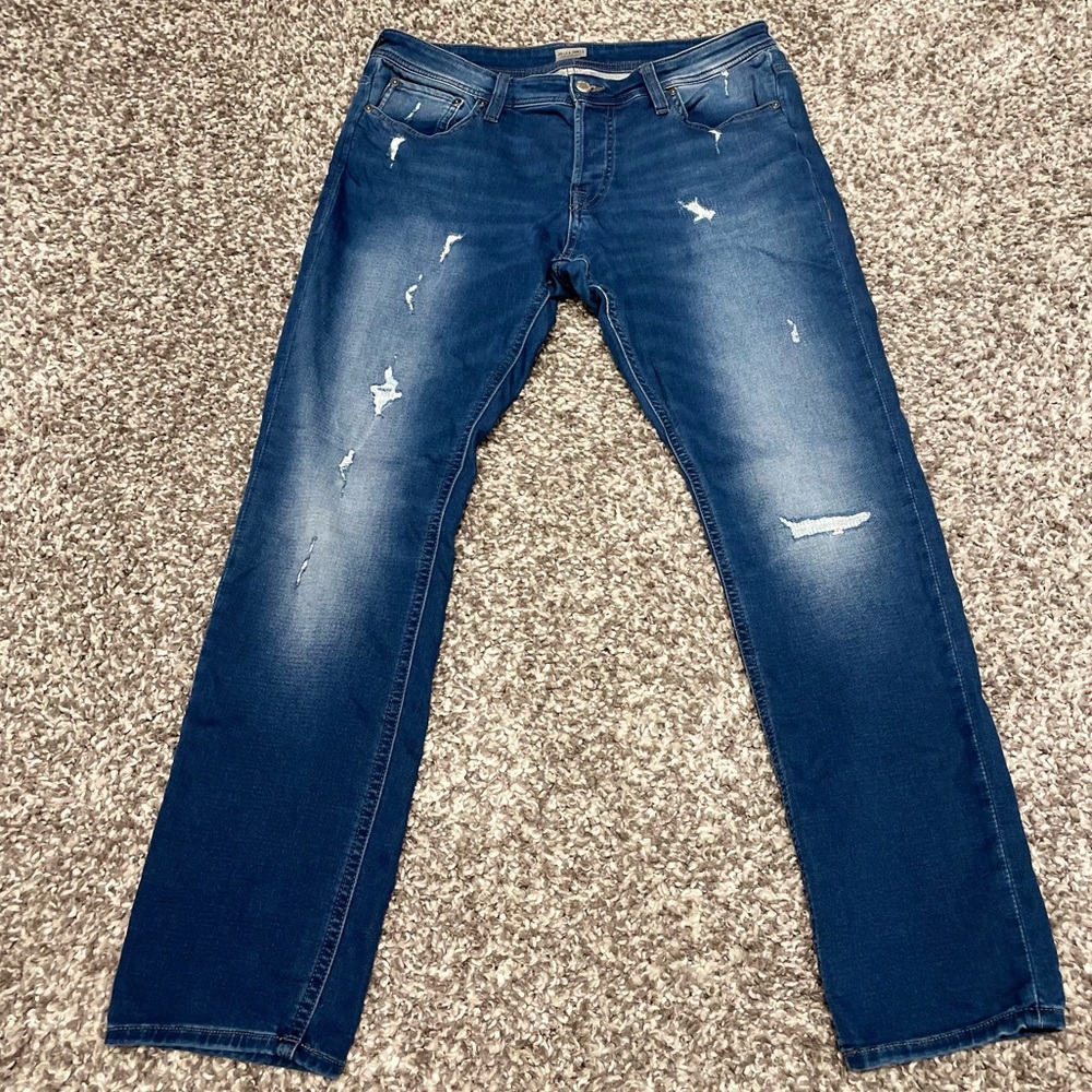 Jack & Jones Distressed Blue Jean